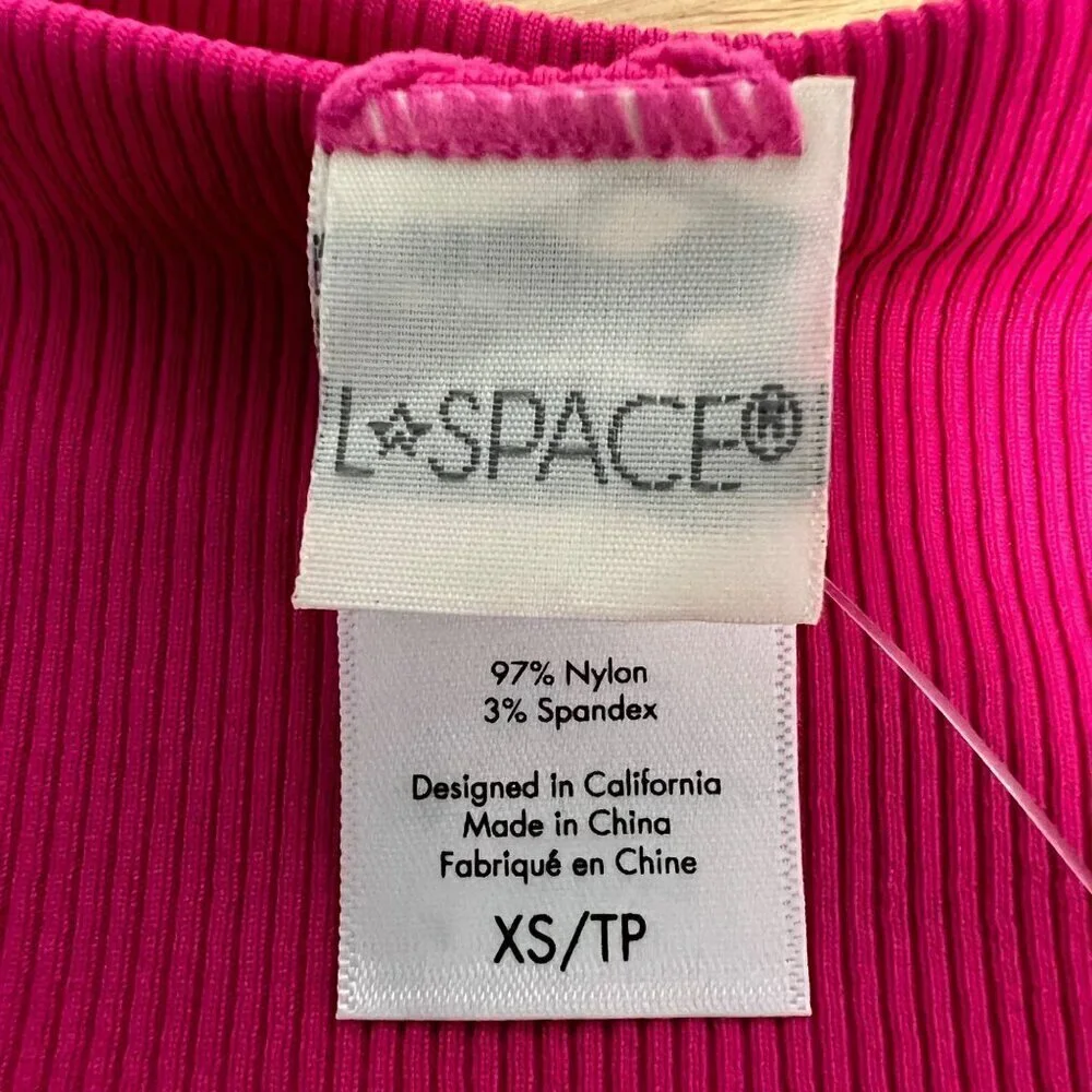 L*Space Women’s Sandy Bikini Bottom Classic Fuchsia Ribbed Sz XS New